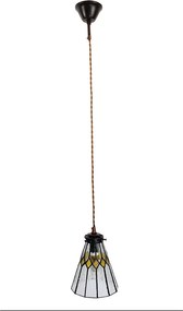 Závesná Tiffany lampa žlté detaily Yello - Ø 15*115 cm E14/max 1*25W