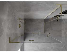 Mexen Mist-H L Duo, 2-krídlový sprchový kút 85 x 75 cm, číre sklo, zlatý lesklý profil, 8A5L-085L-075P-50-00