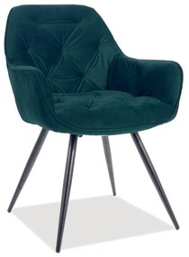 SIGNAL MEBLE Jedálenská stolička CHERRY MAT VELVET, čierny mat/zelená 75