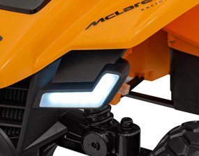 Ramiz Elektrická štvorkolka McLaren Racing MCL 35 pre deti oranžová + diaľkové ovládanie + plynulý štart + EVA kolesá + audio LED