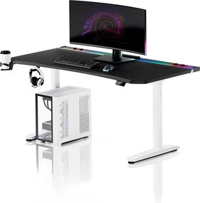 Elektrický herný stôl RGB s držiakmi, čierno-biely, 160 cm: Diablo X-Forge 1600