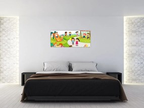 Obraz detských radovánok na pieskovisku (120x50 cm)