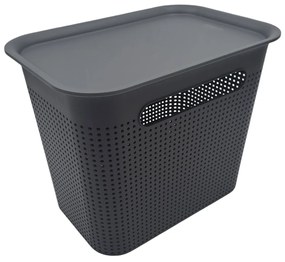 Úložný box s rúčkami BRISEN 7l, 26x18x21cm, čierny S vekom / Bez veka: Bez veka