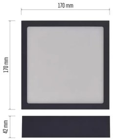 LED Stropné svietidlo LED/12,5W/230V 3000/3500/4000K 17x17 cm čierna