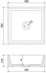 Mexen Goya, umývadlo na dosku 35 x 35 cm, svetlá šedá matná, 22183561