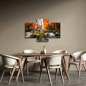 Obraz - Vodopády v oranžovom lese (90x60 cm)