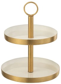 Bielo - zlatý 2-poschodový etažér Mini Cake - Ø 13*17 cm