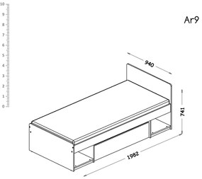 Jednolôžková posteľ typ AR9 90x195 cm Alishia (biela). Vlastná spoľahlivá doprava až k Vám domov. 1040720