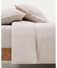 Obliečky sivobéžové na dvojlôžko/predĺžené s prímesou ľanu 240x220 cm Simmel – Kave Home