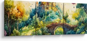 Obraz - Rozprávkový zámok (s hodinami) (90x30 cm)