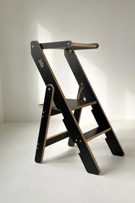 Učiaca montessori detská veža skladacia čierna