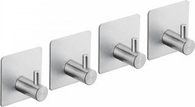 Erga Pad, samolepiace háčiky na uteráky bez vŕtania, 4ks, 4,5×4,5 cm, brúsená oceľ, ERG-YKA-CH.PAD4-CHR
