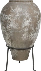 Květináč s podstavcem z bílého a krémového železa – Ø49*85 cm