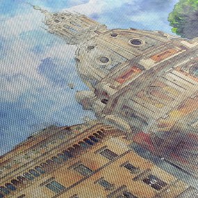 Obraz - Kostol Santa Maria di Loreto, Rím, Taliansko (s hodinami) (90x30 cm)