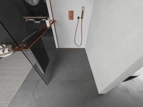 Mexen Kioto, sprchová zástena Walk-in s poličkou a vešiakom 95 x 200 cm, 8mm číre sklo, profil ružové zlato, 800-095-121-60-00