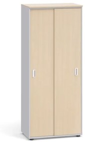 Kancelárska skriňa so zasúvacími dverami, 1781x800x420 mm, sivá / breza