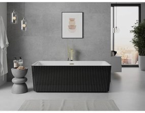 Mexen Nila, voľne stojaca ryhovaná vaňa 170 x 75 cm, biela-čierna, zlatý lesklý prepad, 52841708075-50