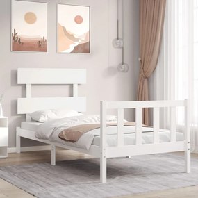 Rám postele s čelom biely 3FT jednolôžko masívne drevo 3193237