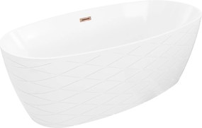 Mexen Olea Oválna Voľne Stojaca Vaňa 170x80cm Biela/Ružové Zlato