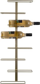 Nástenný kovový regál na víno v zlatej farbe počet fliaš 8 Float – PT LIVING