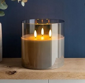 LED sviečka v skle - 15x15 cm - teplá biela