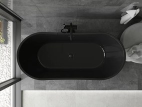 Mexen Montana, voľne stojaca vaňa 170 x 80 cm, čierna,  čierny prepad, 52011708070-70