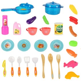 KIK Detská plastová kuchynka so svetlom a kohútikom modrá