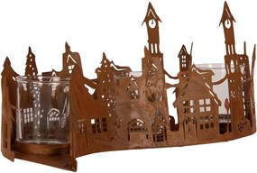 Rustikálny hrdzavý svietnik v dizajne sviečok Candle Rust - 27*12*12 cm
