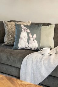 Zelená obliečka na vankúš so zajačikmi - 45*45 cm