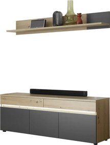 TV skříňka s policí Lille, dub artisan/antracit, s osvětlením