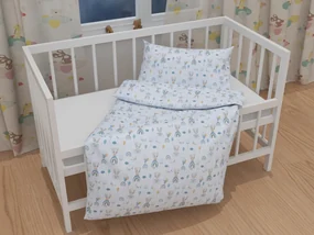 Biante Detské bavlnené posteľné obliečky do postieľky Sandra SA-463 Medvedíky s balónikmi na svetlo modrom Do postieľky 90x120 a 40x60 cm