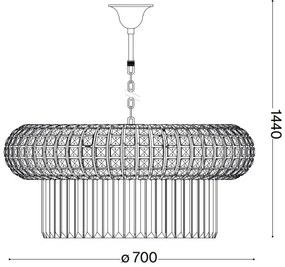 Ideal Lux - Krištáľový luster na reťazi NABUCCO 16xE14/40W/230V pr. 70 cm zlatá