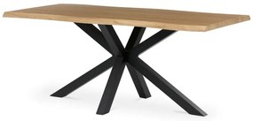Stůl jídelní, 180x90x75 cm, MDF, kov, divoký dub, černá