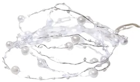 ACA Lighting LED dekoračná girlanda - perly 20 LED, studená biela farba, 2x batéria AA, 200 cm, IP20