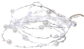 ACA Lighting LED dekoračná girlanda - perly 20 LED, studená biela farba, 2x batéria AA, 200 cm, IP20