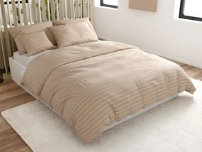 Hotelové obliečky z mikrovlákna JASMINE béžové - prúžok 2 cm Rozmer obliečok: 2 ks 70 x 90 cm | 200 x 220 cm