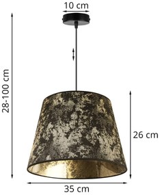 Závesné svietidlo Werona 2, 1x čierne/zlaté textilné tienidlo, g, s