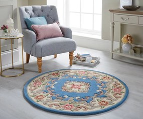 Flair Rugs koberce Ručne všívaný kusový koberec Lotus premium Blue kruh - 120x120 (priemer) kruh cm