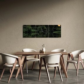 Obraz jazera pri lese (s hodinami) (90x30 cm)