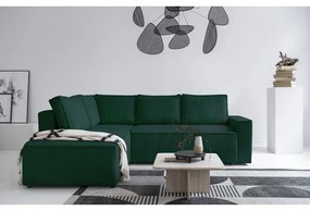 Tmavozelená menčestrová rozkladacia rohová pohovka (ľavý roh) Brave Dave – Miuform