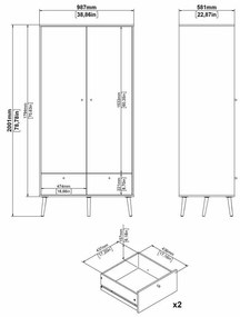 Biela šatníková skriňa 99x200 cm Bodo – Tvilum