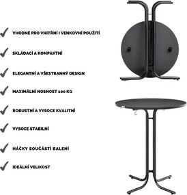 Cateringový skladací barový stôl Malik 80 cm sivý