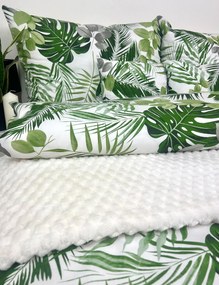 Obliečky Maurícius 140x200 / 70x90 cm – 100% bavlna, tropický vzor s palmami a monsterou, zips