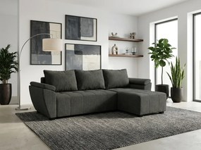 AKCIA Rozkladacia obojstranná sedacia súprava do L LIVARO 251x140 cm, tmavosivá II. trieda