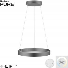 Paul Neuhaus Pure-e-clipse Led závesné svietidlo, e-LIFT, šedá, 2700-5000K,