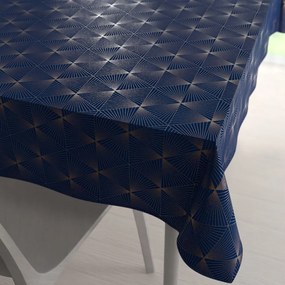 Biante Zamatový obdĺžnikový obrus Isabela IBL-011 Rose Gold trojuholníky na kráľovsky modrom 60x100 cm