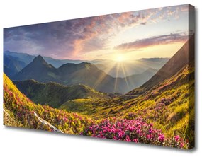 Obraz Canvas Hora lúka slnko krajina 140x70 cm