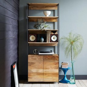 furniture-nabytek.cz - Knižnica drevo kov 90x213x35 z masívu mango