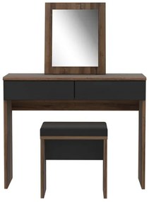 Toaletný stolík JUNO + taburet 45x29,6 cm hnedá/čierna