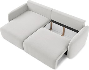 Svetlosivá zamatová rozkladacia/s úložným priestorom rohová pohovka (ľavý roh/s leňoškou) Kalena – Makamii